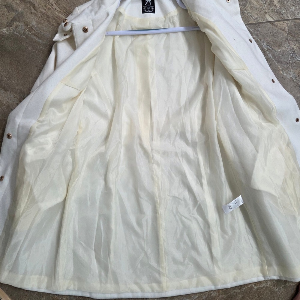 Atmosphere White Funnel Neck Belted Coat Winter Warm‎ Jacket Size 4 - Picture 11 of 15